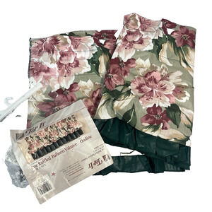 Vintage One Ruffled Balloon Valance Ondine Country Floral Green Pink 90's Y2K